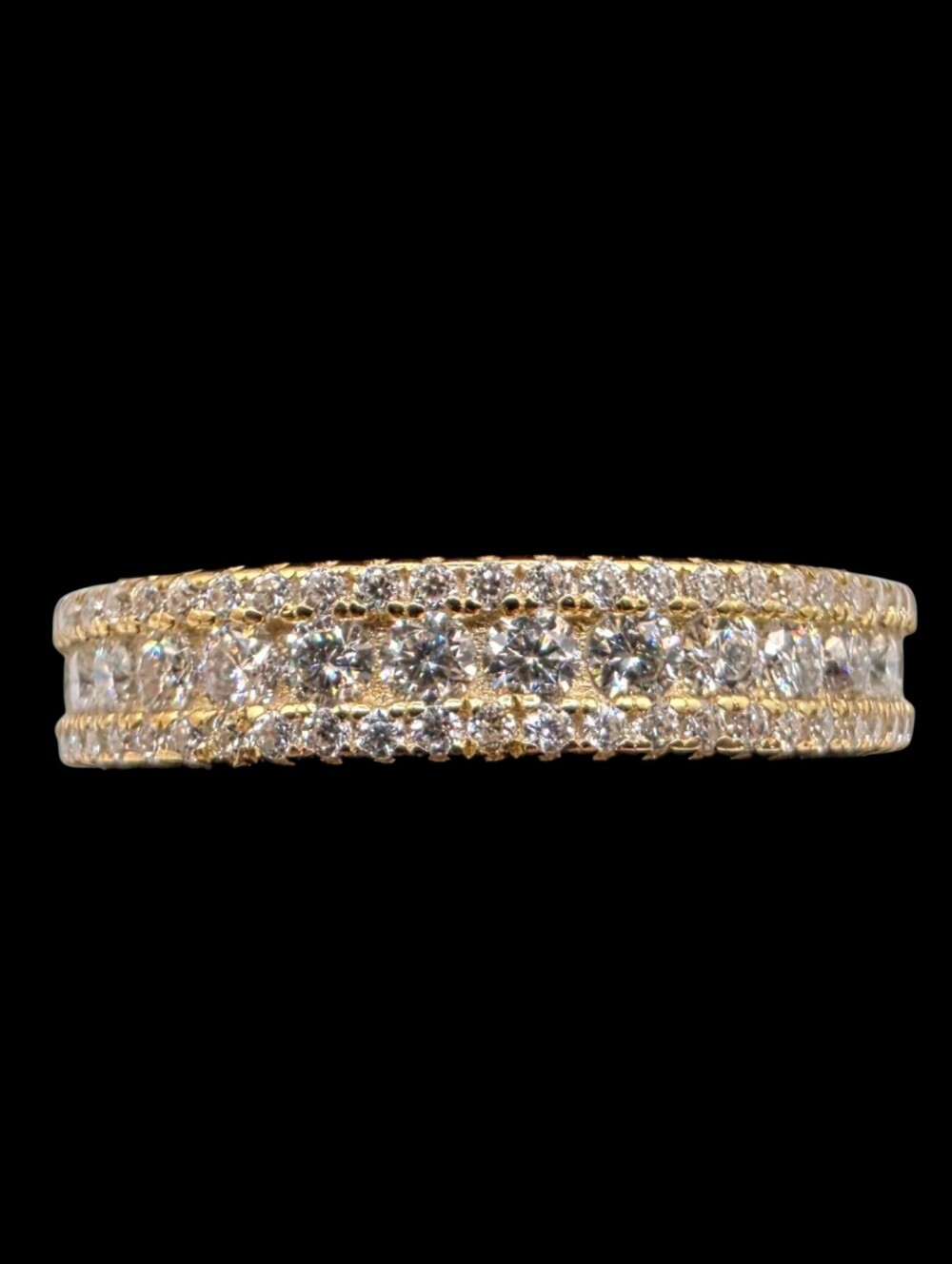 1.50 CTW Moissanite 925 Sterling Silver Gold Overlay Eternity Band Ring 8